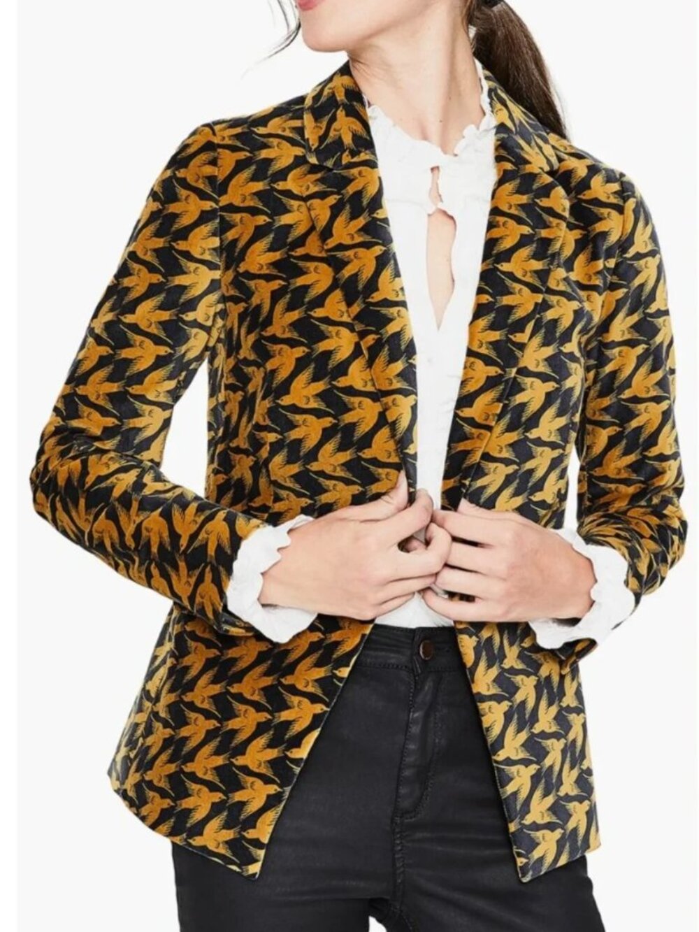 Boden Blazer 6 Fall Jacket Small Tailored Velvet Bird Lux Marylebone Marigold
